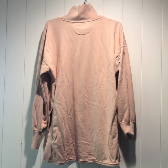 Champion Mock turtleneck extra long side slit tunic Sweatshirt dusty pink Size L - Picture 4 of 6